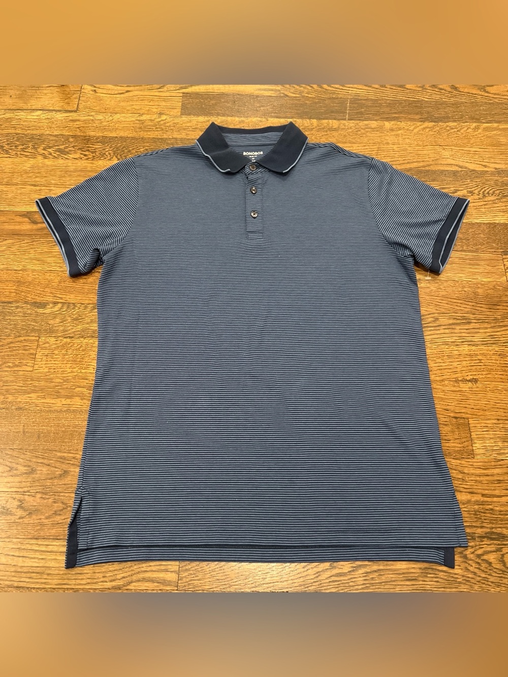 Bonobos Cotton Blue Striped Polo Shirt Slim Fit Medium
